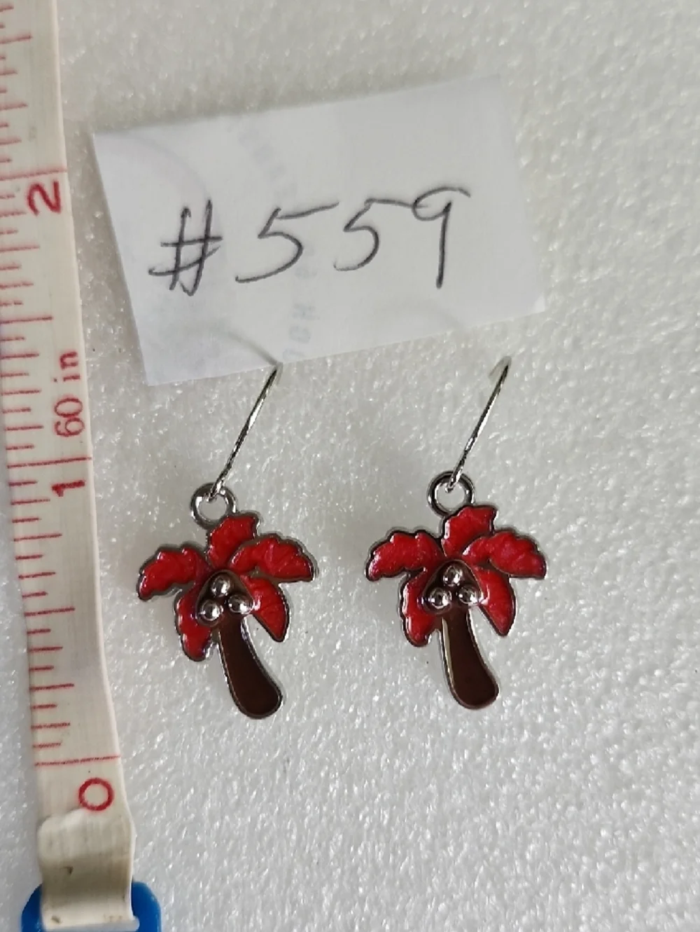 Hand Crafted Red Palm Tree Enamel Drop Earrings - Women Jewelry
